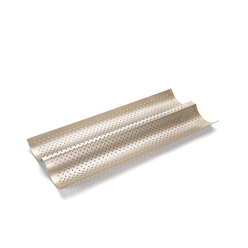 CH-002 Molde para baguette de 2 cavidades en acero al carbono dorado
