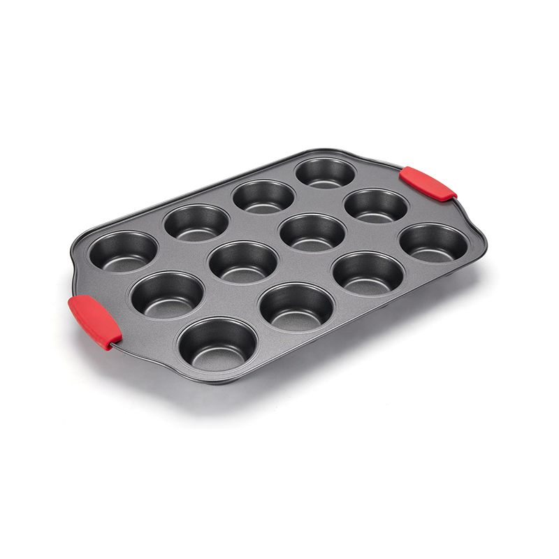 CH-4RGB002 Molde de 12 cavidades para muffins con mango de silicona