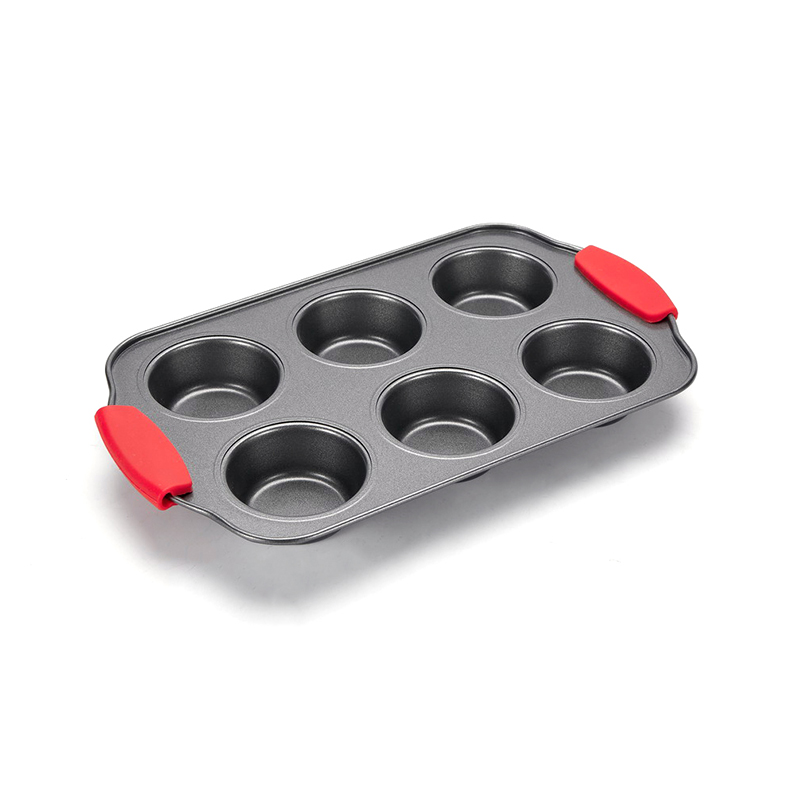 CH-4RGB003 Molde de 6 cavidades para muffins con mango de silicona